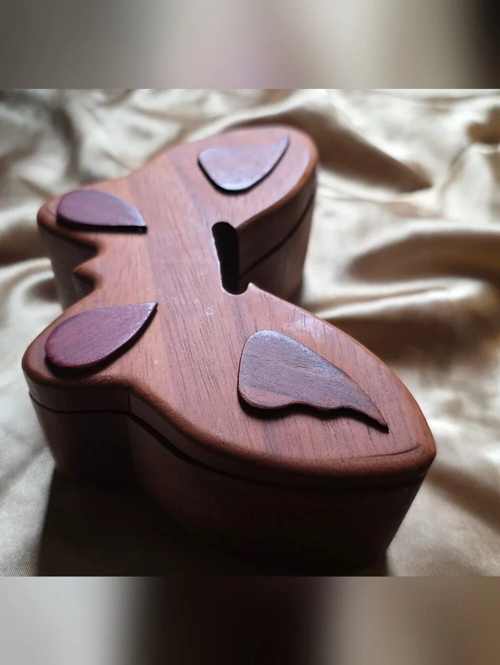 Handmade Wooden Butterfly Puzzle Box - Brown with Mahogany And Rosewood Accents